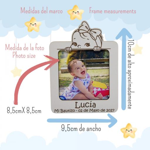 Marco de Fotos Personalizado para Bautizo o Primer Cumpleaños. Detalle Original para Invitados [4]