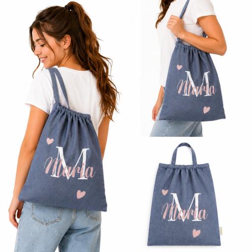 Mochila Saco Personalizada con Nombre e Inicial | Bolsa de Cuerdas para Niños y Adultos [3]