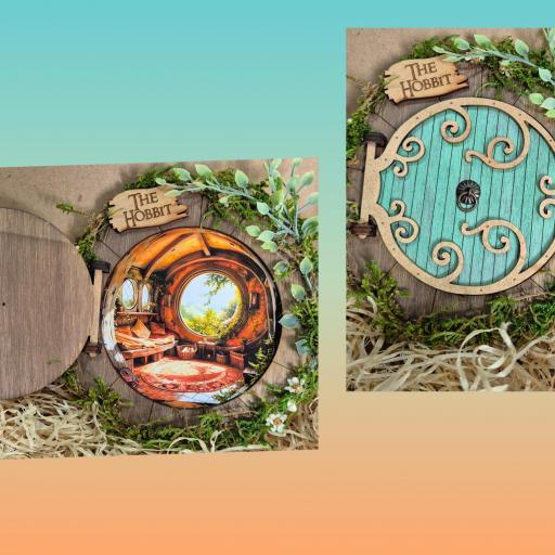 Imagen 20686686 de valoración de Puerta Hobbit, puerta hobbit que se abre, fantasía, de madera. Regalo para fans del señor de los anillos.