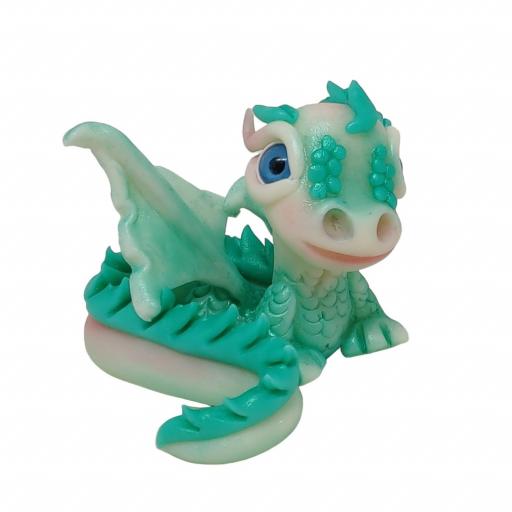 Figura Dragón de Porcelana Fría, Dragón blanco y verde. Producto artesanal [2]