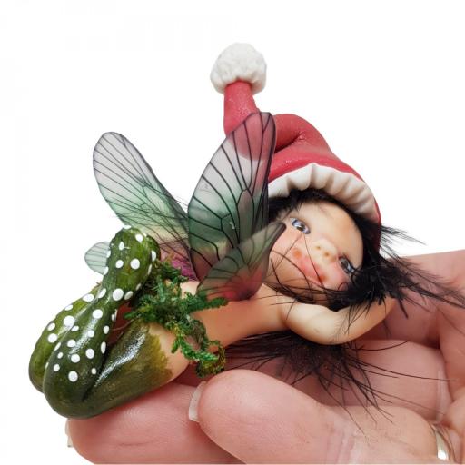 Elfo Navideño, hada de la Navidad. Figura hada decorativa de porcelana fría artesanal [1]