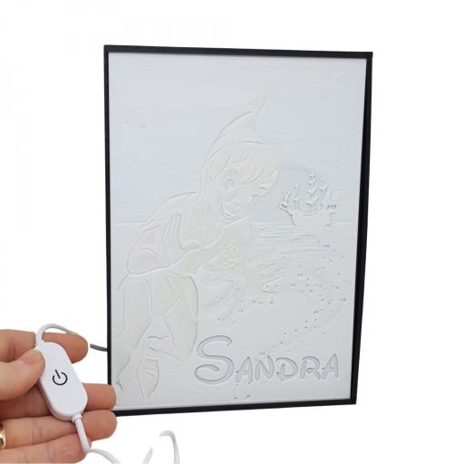 Lampara personalizada Peter Pan y Campanilla, litofania personalizada. Regalo recién nacido, iluminación para habitación infantil.  [2]