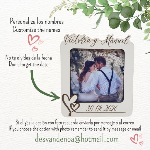 Marco de Fotos Personalizado para Boda con Nombres y Fecha – Diseño con Corazones [2]