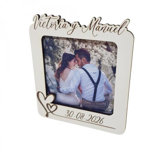 Marco de Fotos Personalizado para Boda con Nombres y Fecha – Diseño con Corazones [3]