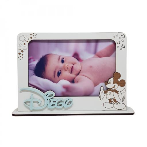 Marco de Fotos Personalizado con Nombre,  Mickey o Minnie, Regalo Bebé, Decoración Infantil, Foto 10x15 cm [1]