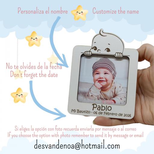 Marco de Fotos Personalizado para Bautizo o Primer Cumpleaños. Detalle Original para Invitados [1]