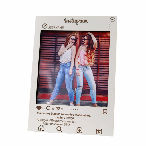 Marco de Fotos Personalizado Estilo Instagram con Nombre, Frase y Hashtags