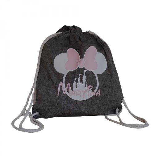 Mochila Personalizada Minnie con Nombre, Neceser a Juego,Bolsa Algodón Reciclado, Pack Regalo Infantil Original [2]