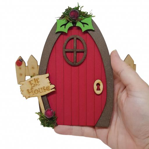 Puerta elfo navidad, decoración navideña, puerta mágica de hadas y duendes Producto artesanal [1]