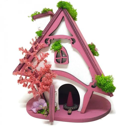 Quemador de incienso con forma de casita de madera, casa fantasía. Producto artesanal [3]