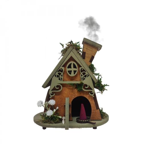 Quemador de incienso con forma de casita de madera, casa fantasía. Producto artesanal [2]