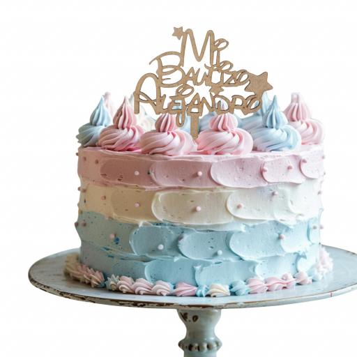 Cake topper bautizo personalizado, decoración de tarta [3]