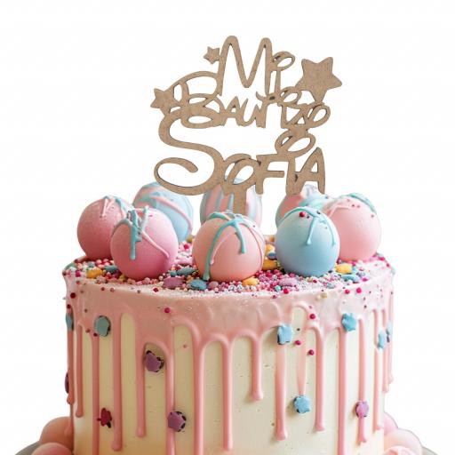 Cake topper bautizo personalizado, decoración de tarta