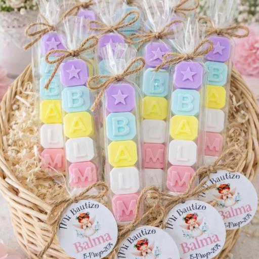 Jabón Personalizado con nombre para Bautizo, Comunión y Cumpleaños. Detalles Originales para Invitados [2]