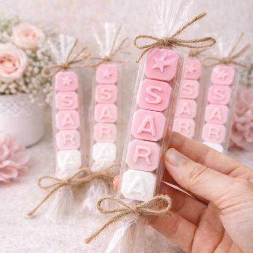 Jabón Personalizado con nombre para Bautizo, Comunión y Cumpleaños. Detalles Originales para Invitados