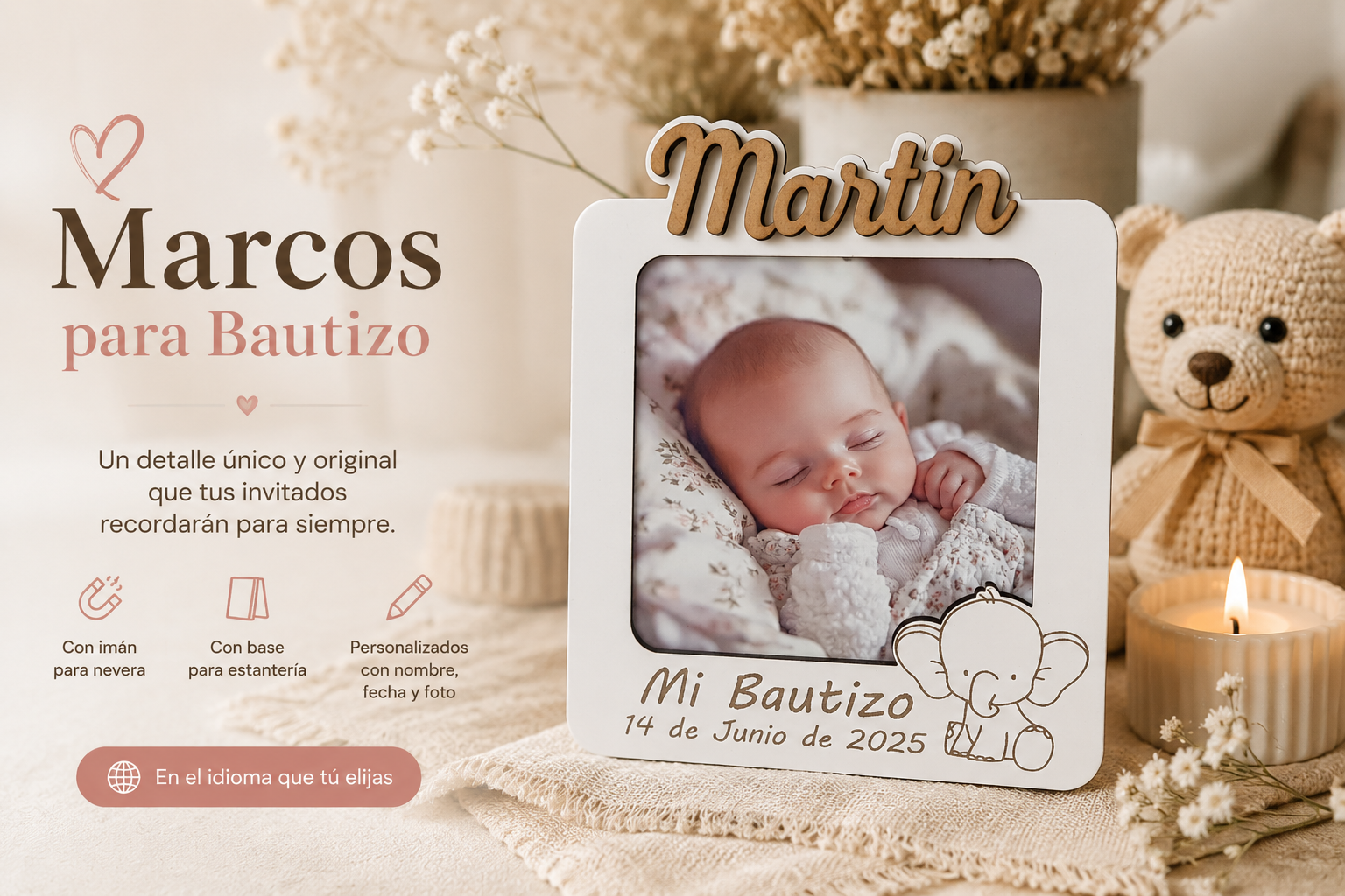 Marco con imán elefante
