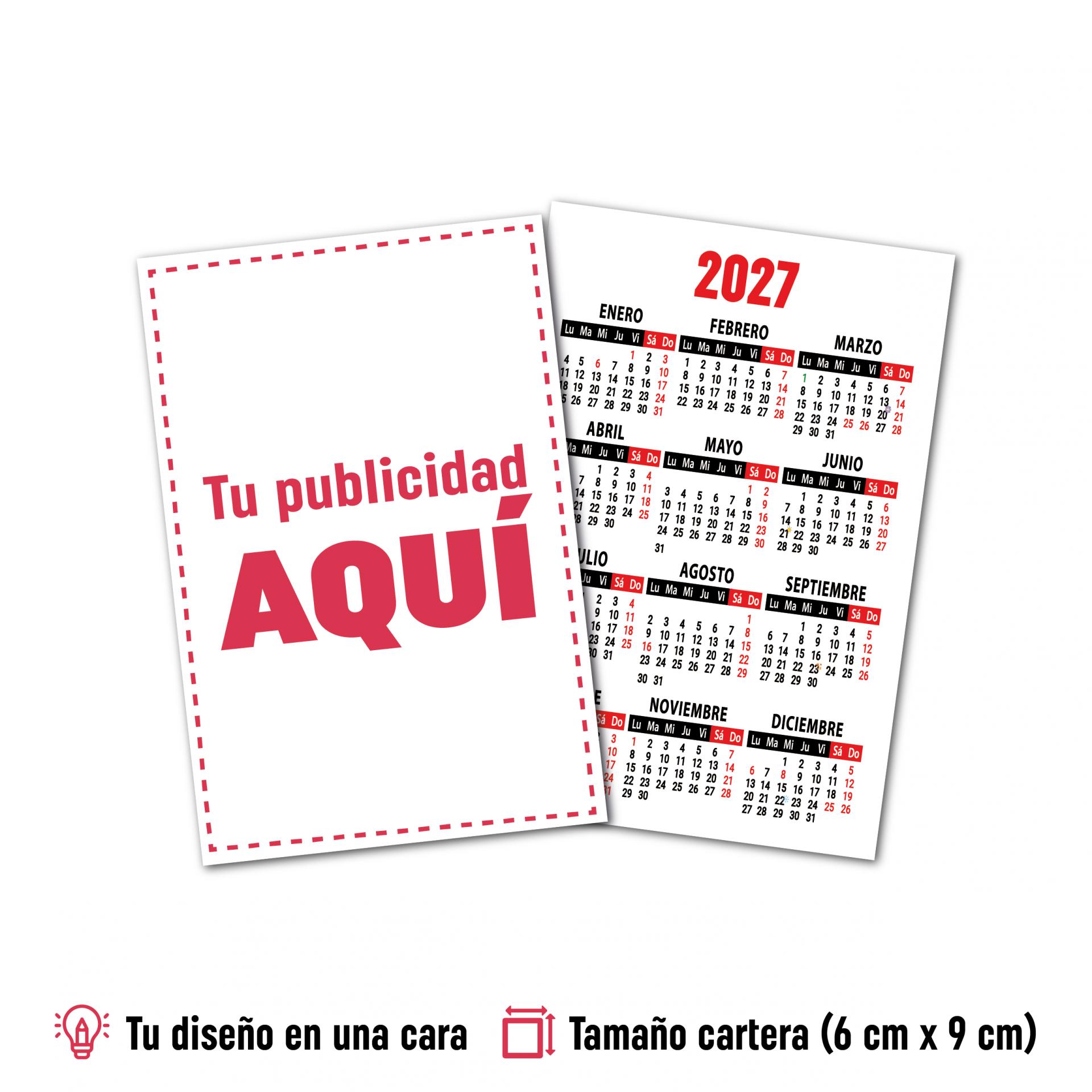 Almanaques de Bolsillo Personalizado 6 cm x 9 cm 2027