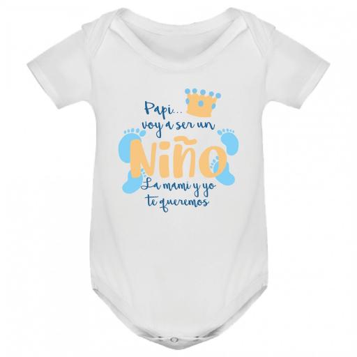 Body bebé personalizado papi voy a ser un niño revelacion de sexo [0]