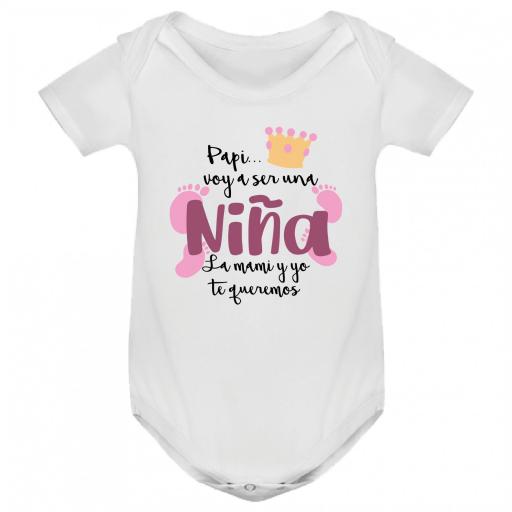 Body bebé personalizado papi voy a ser una niña revelacion de sexo [0]