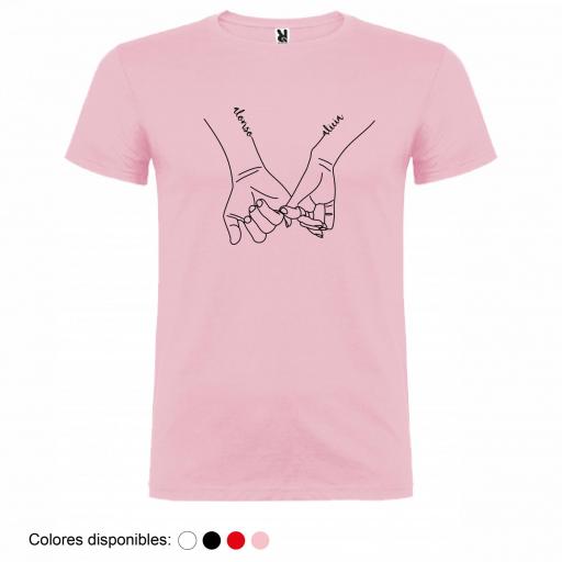 Camiseta Hombre/Unisex Personalizada Dibujo Manos Pareja con Nombres [3]