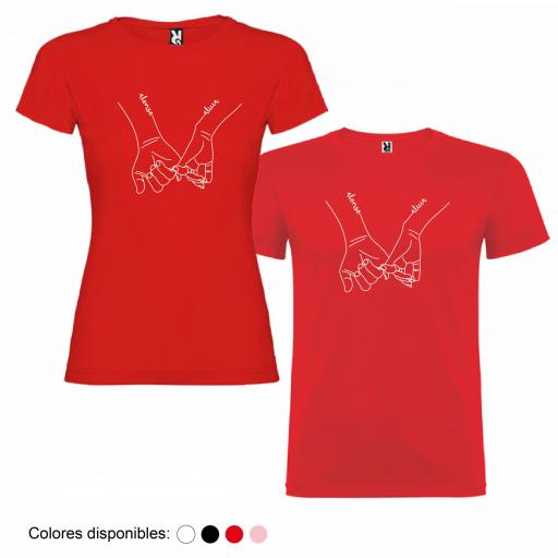 2 Camisetas Personalizadas Dibujo Manos Pareja con Nombres [2]