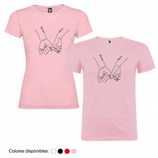 2 Camisetas Personalizadas Dibujo Manos Pareja con Nombres [3]