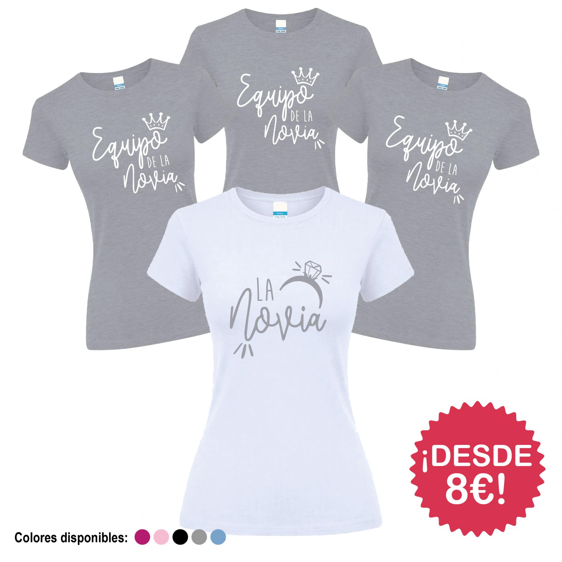 Camisetas Despedida Soltera Equipo de la Novia Anillo Dibujo ¡Desde 8€!