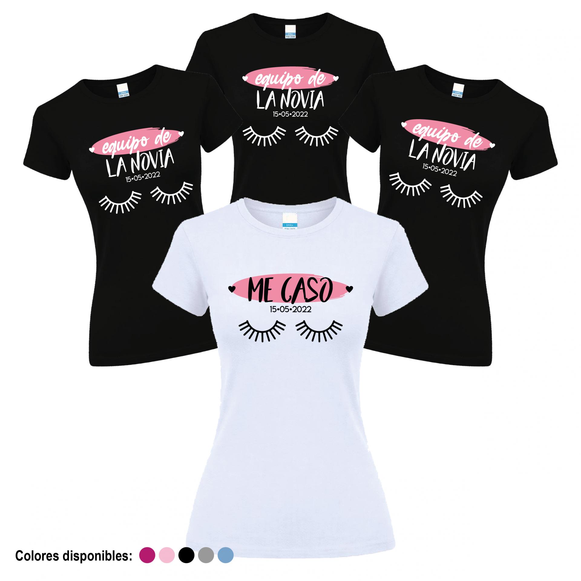 Camisetas Despedida Soltera Equipo de la Novia Me Caso Pestañas ¡Desde 8€!
