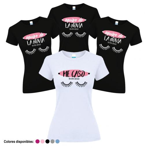 Camisetas Despedida Soltera Equipo de la Novia Me Caso Pestañas  ¡Desde 8€! [0]