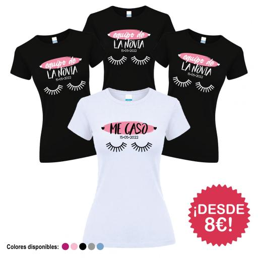 Camisetas Despedida Soltera Equipo de la Novia Me Caso Pestañas  ¡Desde 8€! [4]