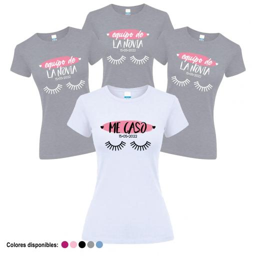 Camisetas Despedida Soltera Equipo de la Novia Me Caso Pestañas  ¡Desde 8€! [2]