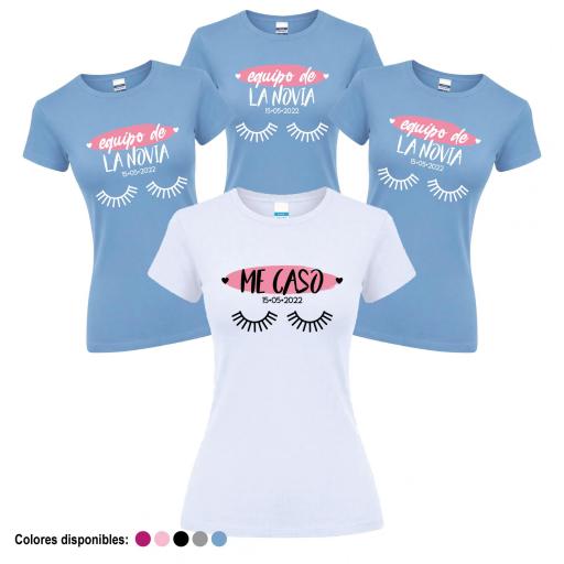 Camisetas Despedida Soltera Equipo de la Novia Me Caso Pestañas  ¡Desde 8€! [3]