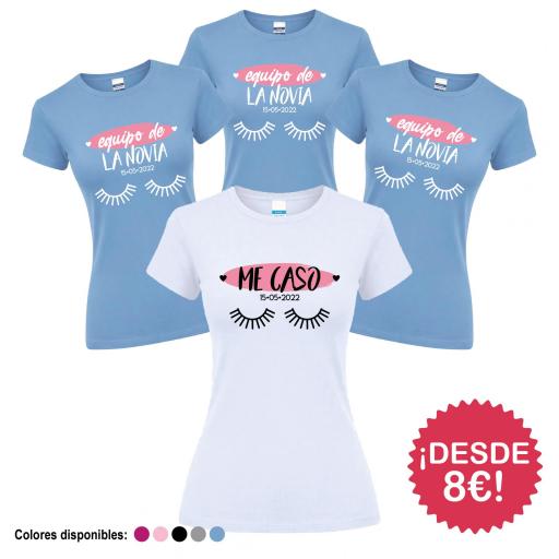 Camisetas Despedida Soltera Equipo de la Novia Me Caso Pestañas  ¡Desde 8€! [2]