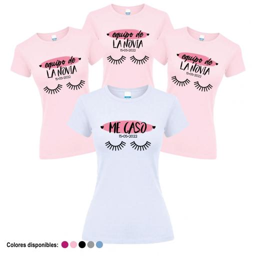 Camisetas Despedida Soltera Equipo de la Novia Me Caso Pestañas  ¡Desde 8€! [4]