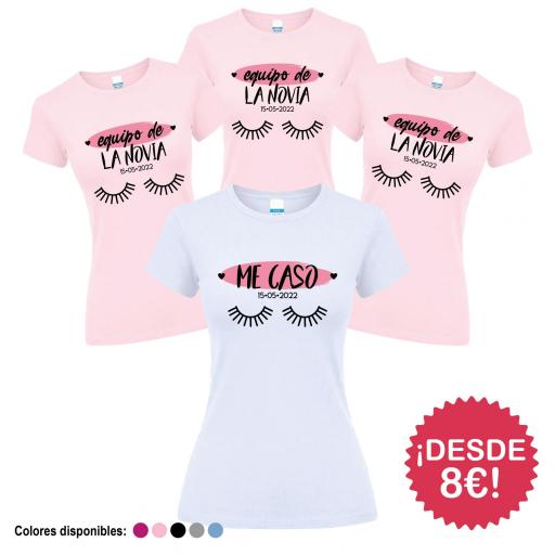 Camisetas Despedida Soltera Equipo de la Novia Me Caso Pestañas  ¡Desde 8€! [3]