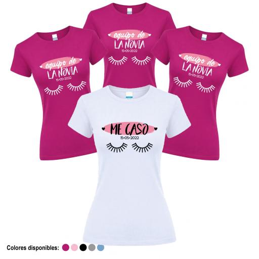 Camisetas Despedida Soltera Equipo de la Novia Me Caso Pestañas  ¡Desde 8€! [1]