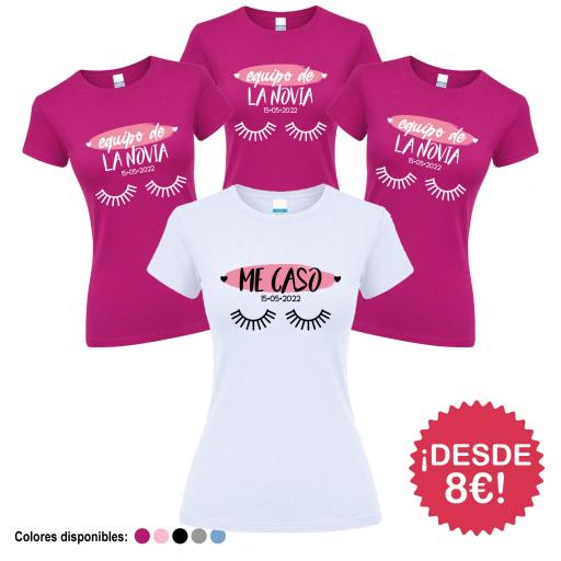 Camisetas Despedida Soltera Equipo de la Novia Me Caso Pestañas ¡Desde 8€!
