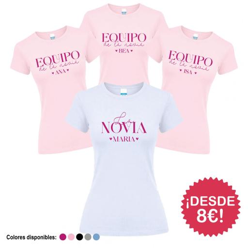 Camisetas Despedida Soltera Equipo de la Novia con Nombre 2 ¡Desde 8€!