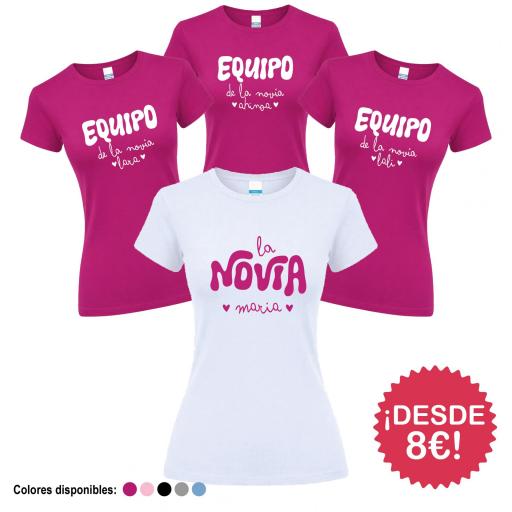 Camisetas Despedida Soltera Equipo de la Novia con Nombre ¡Desde 8€!