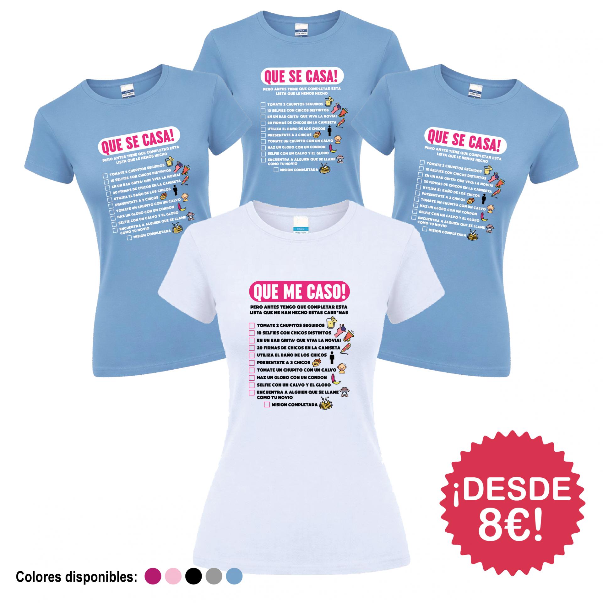 Camisetas Despedida Soltera Lista de Misiones ¡Desde 8€!