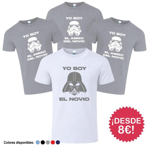 Camisetas Despedida de Soltero Amigos del Novio Star Warss Mascara ¡Desde 8€! [4]
