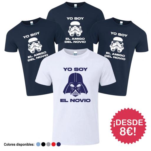 Camisetas Despedida de Soltero Amigos del Novio Star Warss Mascara ¡Desde 8€!