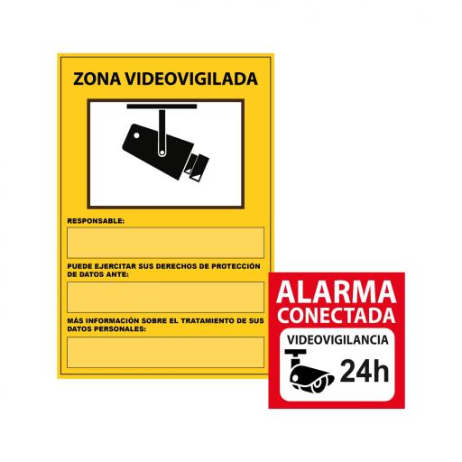 Cartel PVC cámaras de seguridad + Vinilo alarma conectada 