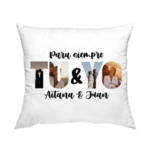 Cojín Personalizado Tu y Yo con Fotos y Nombres