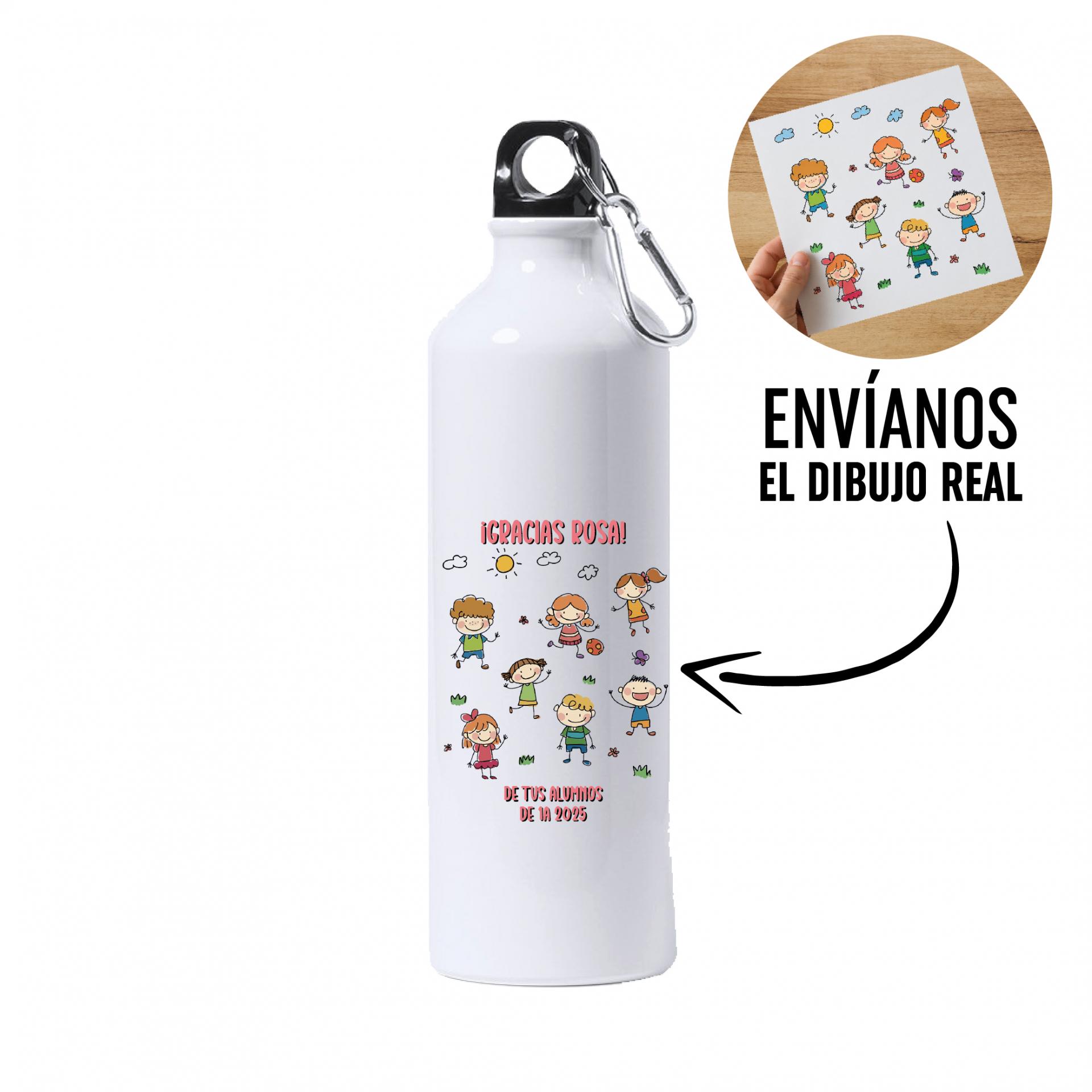Botella Personalizada Dibujo Real de los Alumnos para Maestra