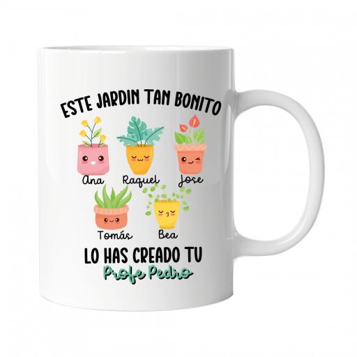 Taza Personalizada con Dibujos de Flores Animadas con Nombres de Alumnos para Maestro Maestra [0]