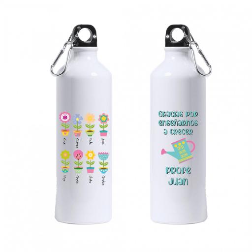 Botella Personalizada con Dibujos de Flores con Nombres de Alumnos para Maestro  [0]