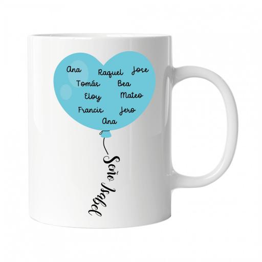 Taza Personalizada con Globo Corazon con Nombres de Alumnos Azul [0]