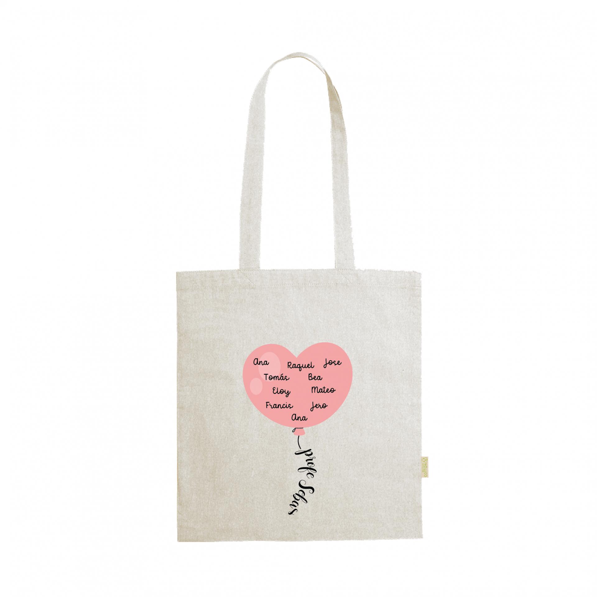 Bolso Personalizado con Globo Corazon con Nombres de Alumnos Rosa