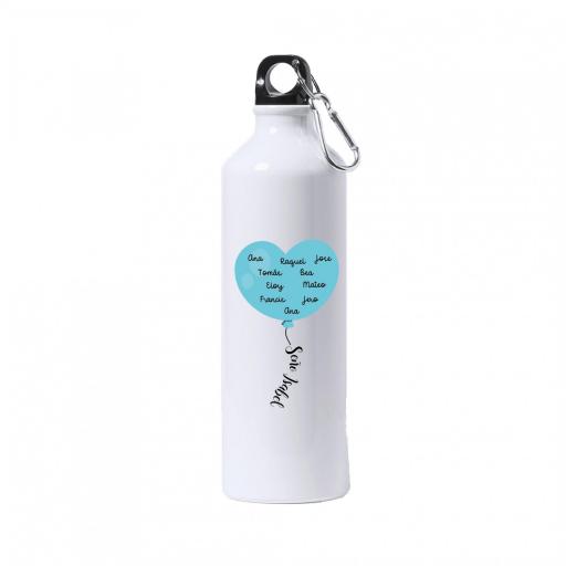 Botella Personalizada con Globo Corazon con Nombres de Alumnos Azul [0]